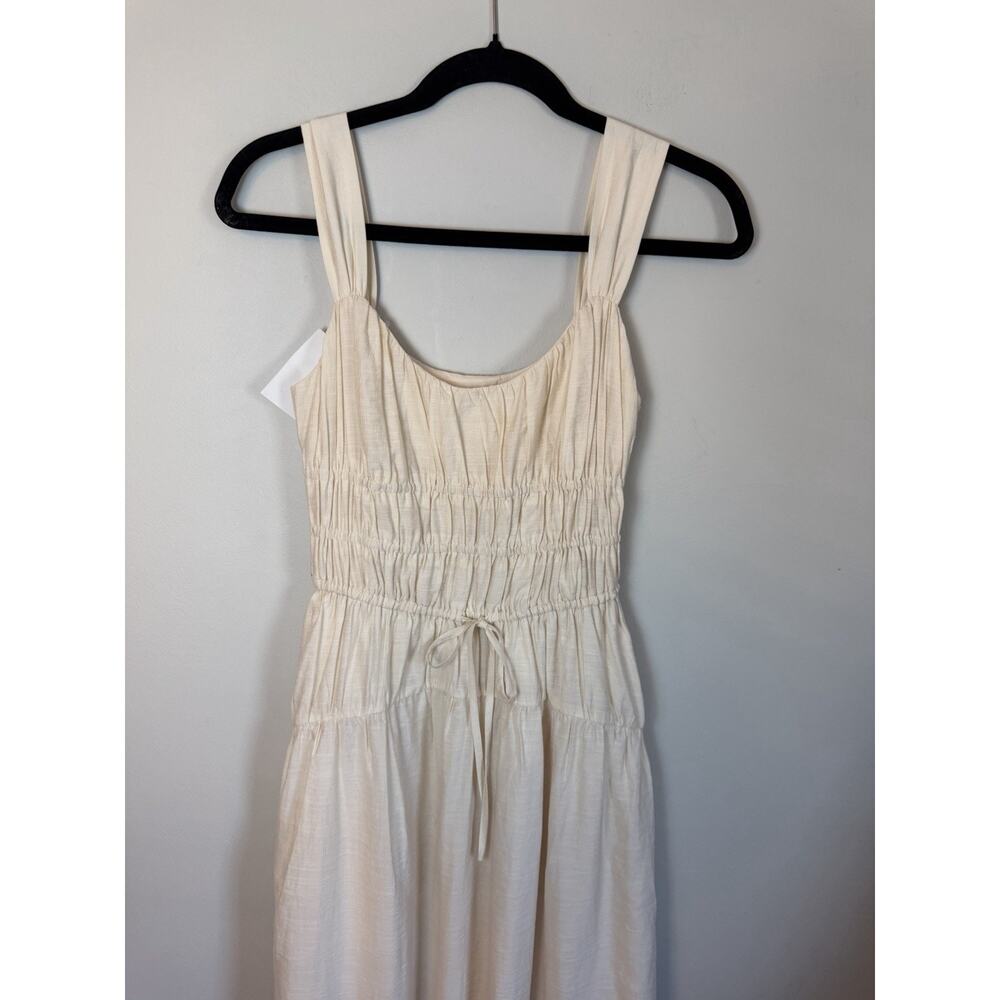 Anthropologie Paige Arpreggio Smocked Linen midi dress Cream size 4 NWT $279 - Picture 12 of 15